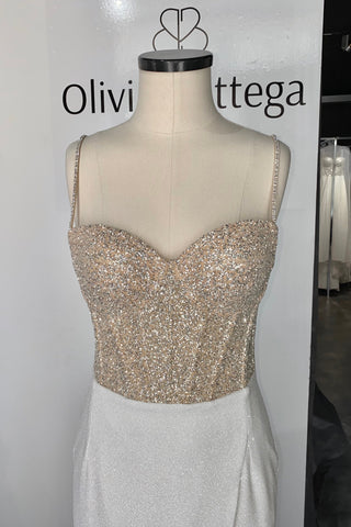 Plus Size Midi Sparkly Wedding Dress Madonna - Olivia Bottega