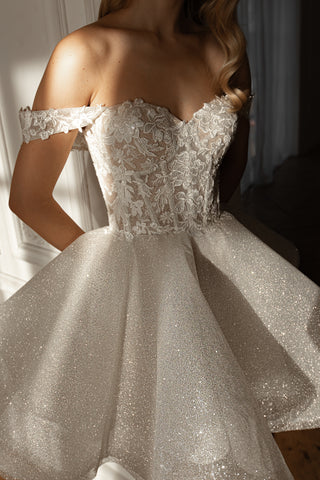 2 in 1 Short Wedding Dress Evelyn with Detachable Sophia Skirt