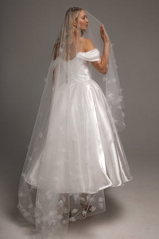 Two-Tier Wedding Veil with 3D Applique