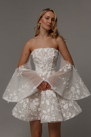 2 in 1 Short Wedding Dress Twilight Muse with Detachable Audrey Skirt