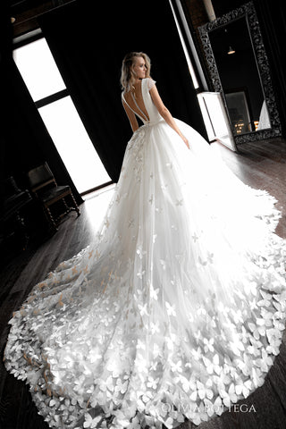 Butterfly Appliqued Detachable Skirt Baily - Olivia Bottega