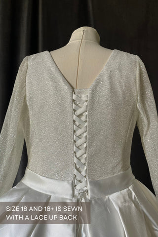 Plus Size Mikado Wedding Dress Koussindy with Long Sleeves - Olivia Bottega