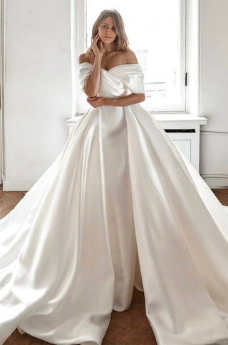 Mikado Wedding Dress Jacqueline With Detachable Train - Olivia Bottega