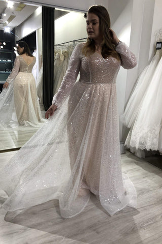 Plus Size Sequin Wedding Dress Feilin - Olivia Bottega